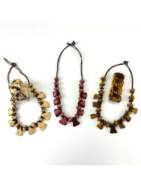 Tagua Nut jewelry bundle 3 necklaces 2 bracelets NEW Eco Friendly Sustainable